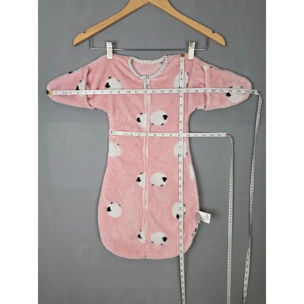 ZigJoy Infant Baby Sleep Sack 3-6 Mth Pink Sheep Fuzzy Swaddle Blanket Bag